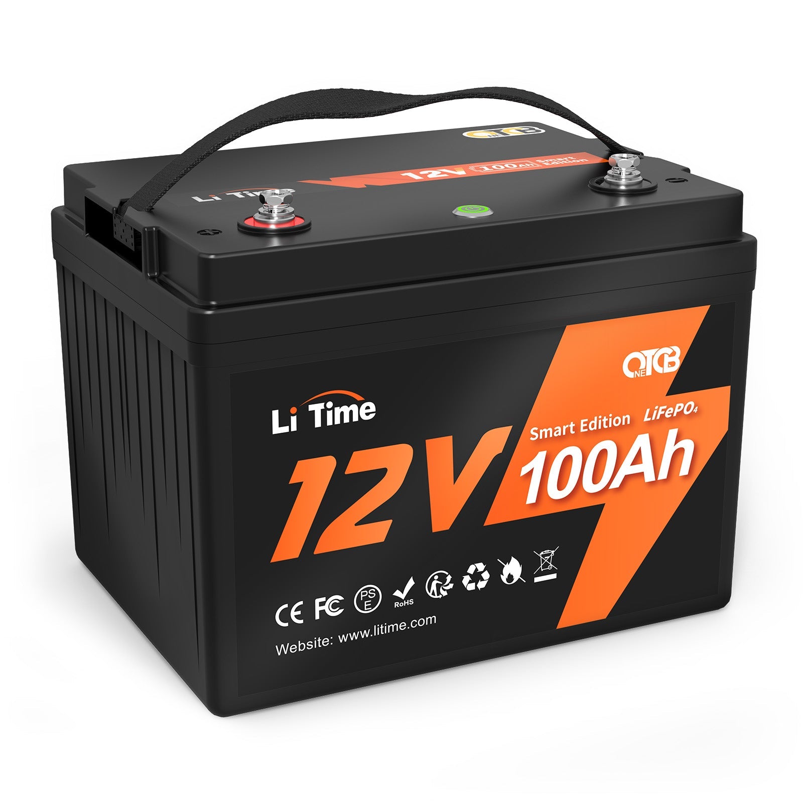 【スペシャル】LiTime 12V 100AhスマートOTCBリン酸鉄リチウムバッテリー、オン/オフスイッチ、低温遮断、 LiTime-JP