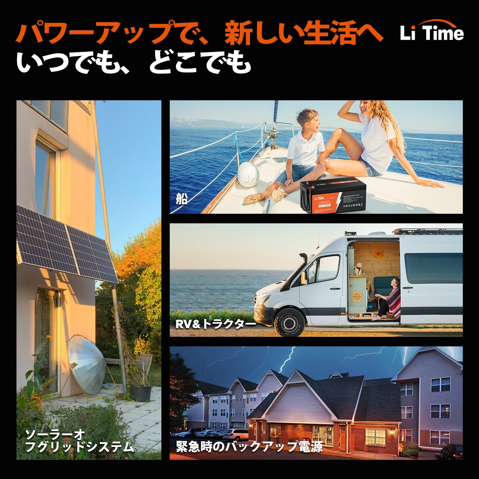LiTime 「Ampere Time 」12V 300Ah LiFePO4 リン酸鉄リチウムイオンバッテリー 内蔵200A BMS ampere time