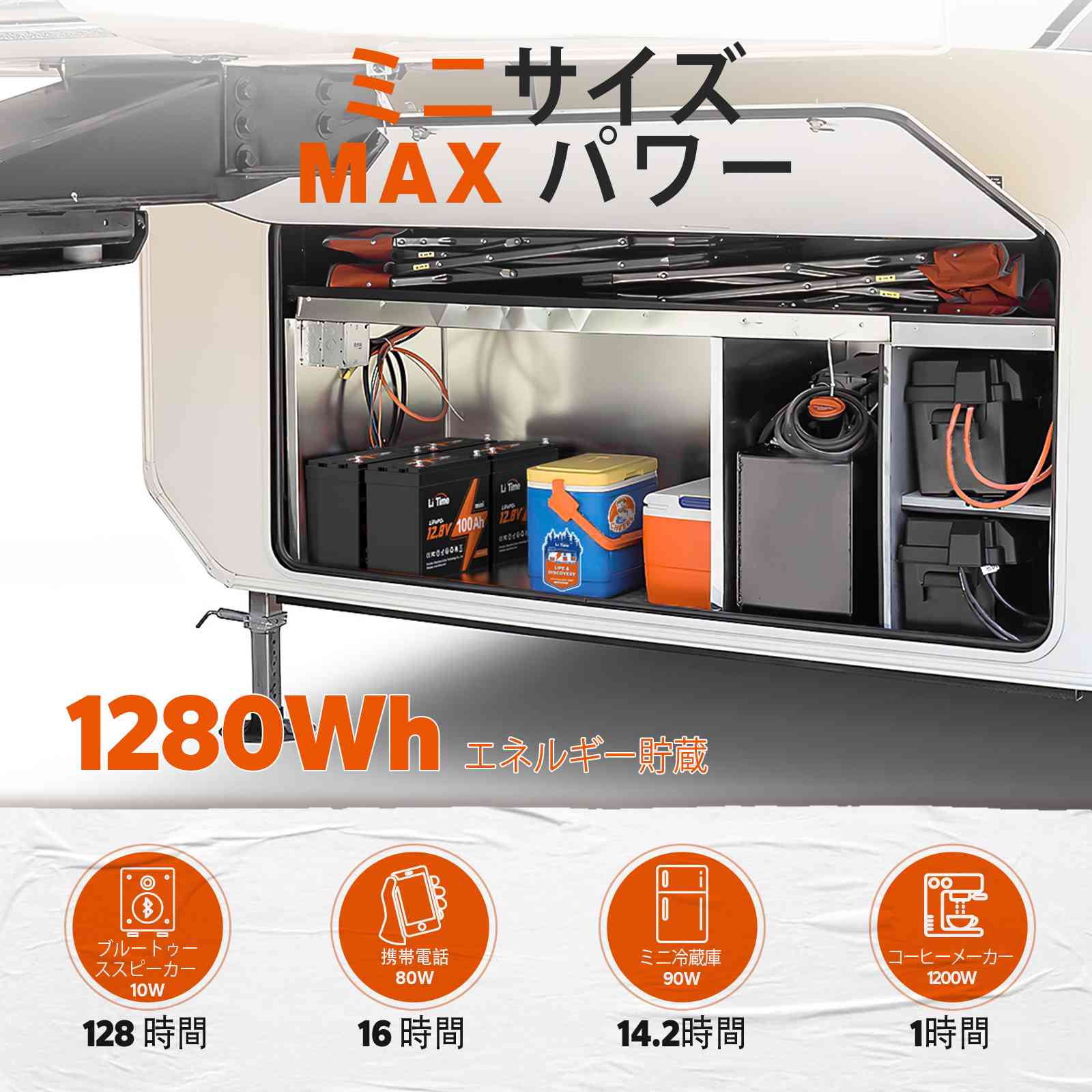 【スペシャル】LiTime  新製品 100Ahmini 1280Wh 小型・軽量・超高エネルギー密度 早期特典 わずか47,999円 LiTime-JP